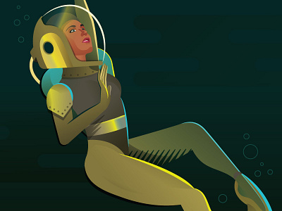 Teaser WIP deep sea diver figure gradients powerful thighs realistic strong teaser underwater woman