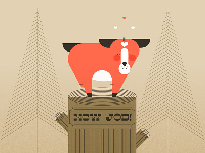 I got a new job cute goat illustration line new job stump