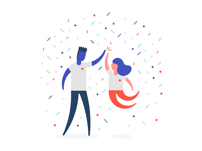 High Five! 🖐 💥 🖐 boom character confetti high five illustration pow team tint