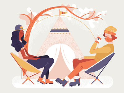 Glampers ⛺️ ✨ adventure camping couple glamping high fashion illustration tent trendy