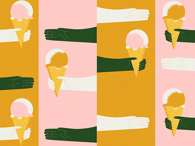 Blog header: Workflows api blog fun hands ice cream illustration platform quirky sharing texture