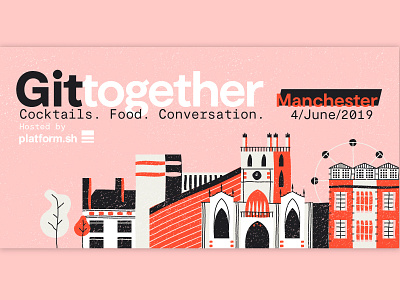 Git-together / Manchester cute developer europe git gittogether illustration manchester simple skyline wonky