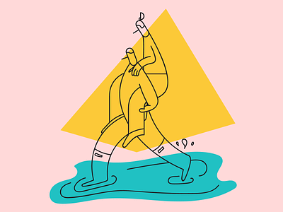 We're friendly :) friend illustration pals piggyback platform.sh puddle rain shapes splash website wonky