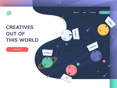 Skillfuse debut agency debut landing page planets space web web design