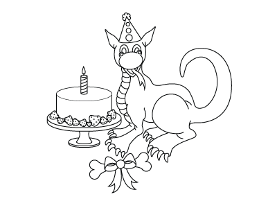 The dragon's birthday birthday cake cute dragon kids lineart present