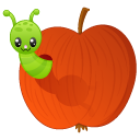 Tnworminapple apple baby child cute food fruit illustration kid worm