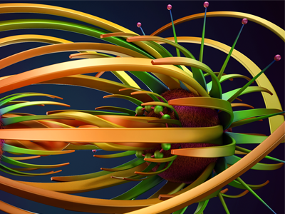 Abstract6 3d abstract art background color design green illstration liens lines orange render