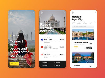Travel "Blog & Bookings" app design india minimal travel travel agency travel app ui ux