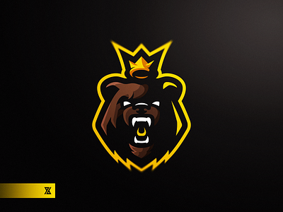 Angry Bear Mascot Logo angry bear crown esport gold grizzly logo mascot royal