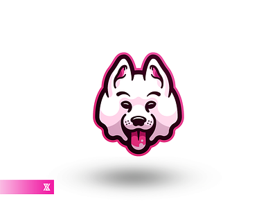 Samoyed Mascot Logo cute dog esport fluffy gaming logo mascot logo pink samoyed