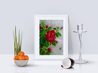 China Rose Painting art china rose china rose drawing china rose painting drawinf fine art flower flower painting mockup painting red and green red china rose paint watercolor watercolor painting watercolorpainting