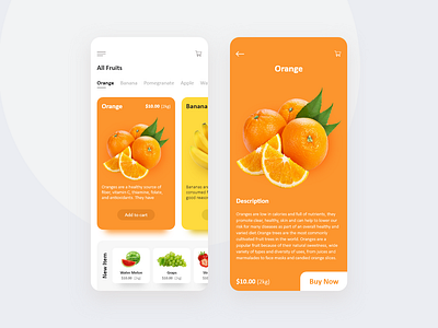 Fruit App app cards design fruit fruit app icon icons ui uiux ux web