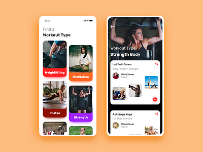 Workout App app cards design fitness gym icon ios mobile mobile app ui uiux ux