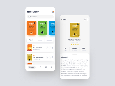 Books Wallet App app app design books app colorful design home screens illustraion onboarding screens