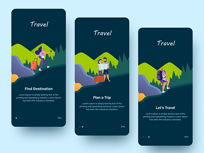 Travel App app app design colorful design illustraion onboarding screens travel app