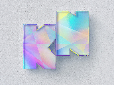 KN glass hologram branding design glass hologram logo photoshop techdesign