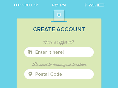 Create account screen account badge login register user
