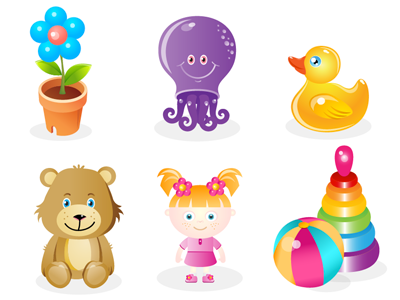 iPad game toys bear doll duck flower icons octopus toy