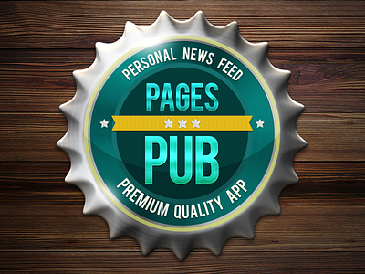 Pages PUB icon Rebound beer cap iron social wood