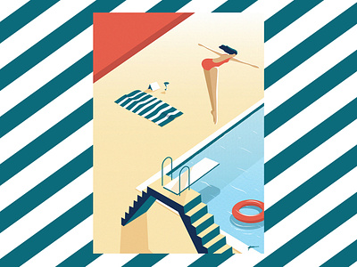 Plongeon affiche illustration swimming pool vector
