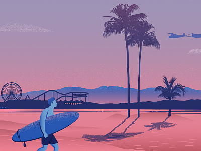 Santa Monica illustration blue city graphic illustration illustrator cc vector