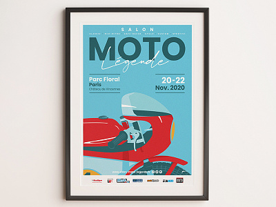 Poster moto legende 2020 affiche bike blue graphic illustration illustrator cc motorcycle oldschool poster art red typography vector vintage