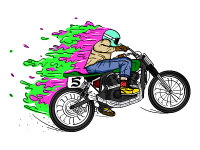 Illustration Flat Track bike illustration oldschool vector