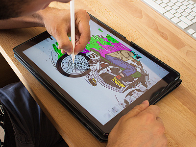 Illustration Flat Track Ipad Pro bike illustration ipad pro oldschool vector
