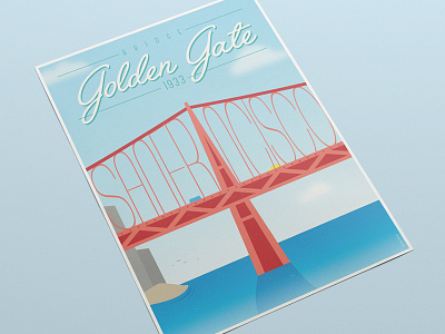 Affiche Golden Gate affiche illustration oldschool poster art typography vector