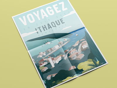 Poster Ithaque affiche city illustration typography vector