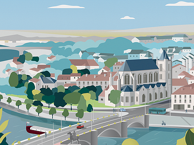 Affiche Montereau 3/4 affiche city illustration illustrator cc montereau poster art vector