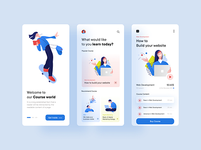 Course World 2d 3d android animation app applicaton design graph icon illustraion illustration design ios mobile motion onboarding illustration product ui ux