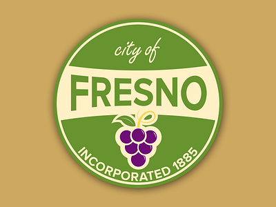 Fresno City Seal, Version 2 agriculture badge ca california crest farm fresno fresno grapes illustration
