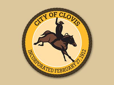 City of Clovis Seal revised agriculture badge california clovis cowboy farm fresno badge illustration old west western