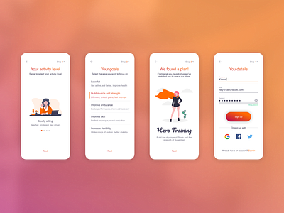 DailyUI #001 | Sign Up dailyui dailyui 001 fitness illustration mobile onboarding signup uiux