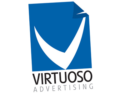 Virtuoso Logo advertising agency blue branding logo virtuoso