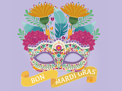 Mardi Gras carnaval colors dribbble flowers illustration mardigras mask party