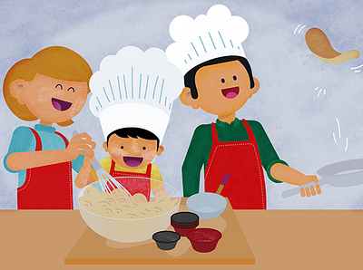 Making pancakes breakfast colors cooking crepes family flour illustration illustrator pancakes
