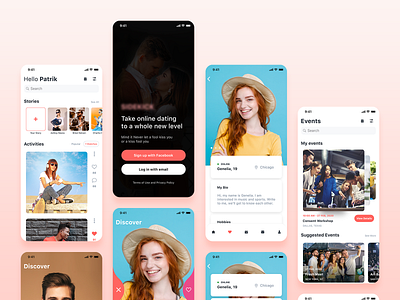 Social Dating Mobile App Design app concept app design apple calendar carousel dashboard dating dating app design events events app interaction ios app match mobile app design profile social app ui ux