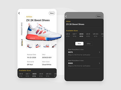 Sneakers marketplace app ui ux design