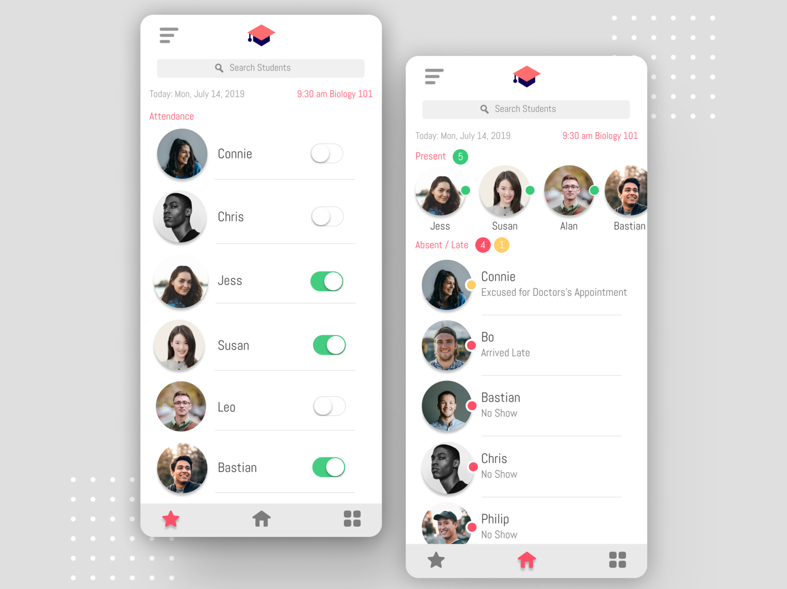 Design Exercise #1 | Attendance App by Jed Sakprayoonpong on Dribbble