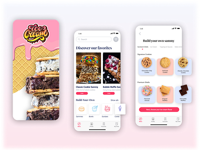 Ice Cream Sandwich Shop | Concept App 🍦 cookies dessert donut food order ice cream iphone mobile app uxui waffle