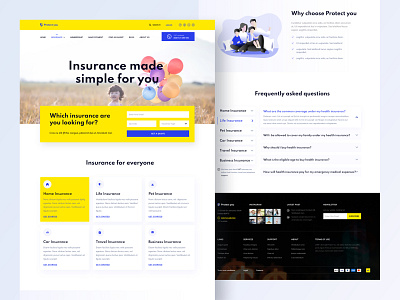 Protect you - Insurance website car insurance case study faq footer health insurance home page insurance insurance home page insurance landing page pet insurance service website