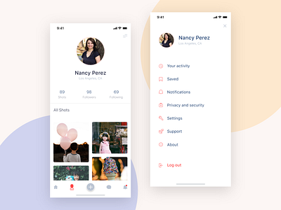 Profile and settings Screen (GOLO) clean design profile settings social media app ui