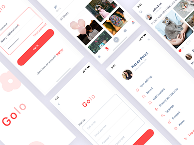 Social media app (GOLO) adobexd chatting app clean design ios app profile sign in sign up social media