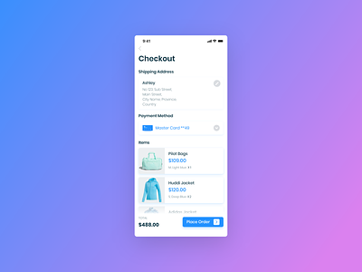 E-Commerce App (Checkout Screen) address book adobexd checkout clean design ecommerce ecommerce app items payment shopping app store ui ux design