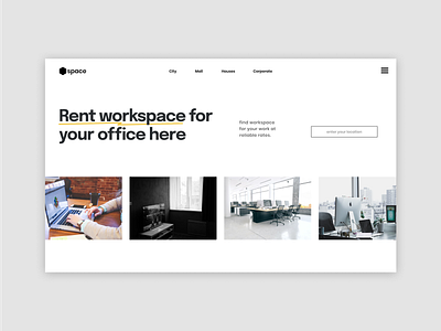 Rent Office landing page design minimal typography ui ux web website