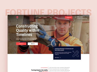 Construction website beautiful branding clean construction contact design landing page minimal modern project real estate ui ux web website workers
