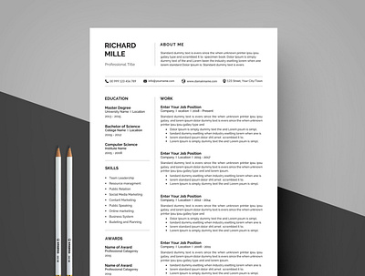 Resume Template / CV clean resume creative resume curriculum vitae cv template modern modern resume professional resume resume template template