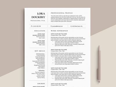 Resume/CV Template - LORA clean resume creative resume curriculum vitae cv template download download mockup free modern modern resume professional resume resume template template